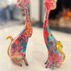 Artistic Multicolor Cat Sculptures